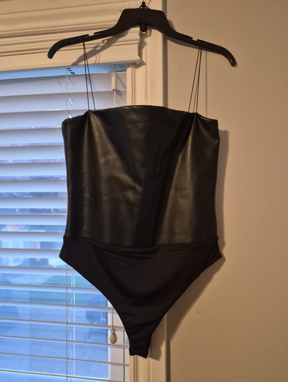 Black Leather Tube Top  Bodysuit